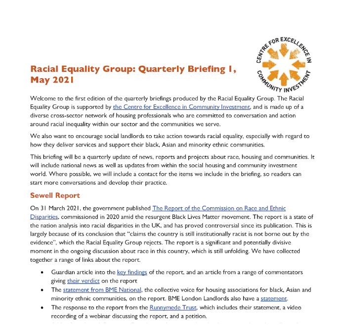 Racial Equality Group: Briefing 1